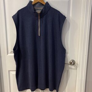 Westport Blue and Tan 1/4 zip Pullover Vest